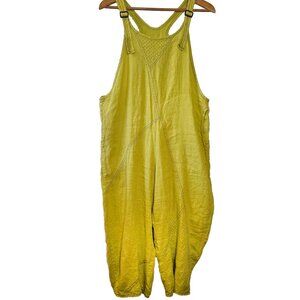 Cynthia Ashby - Grant - 100% Linen Greenish-Yellow Slouchy Overalls - XS